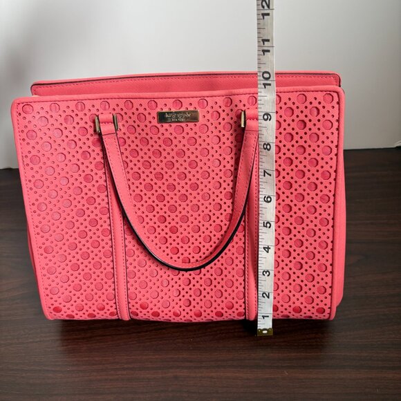 Kate Spade Romy Newbury Lane Caning Bag Crossbody Coral Leather Tote with Wallet - Picture 7 of 12